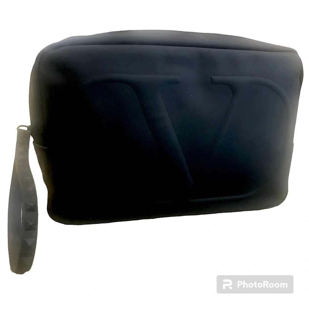 Valentino Garavani Black Clutch Bag Zip Case Cosmetic Case